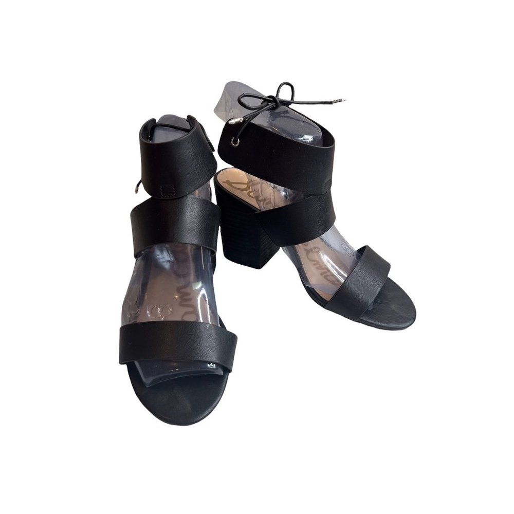 Sam Edelman Valerie Black Strappy Open Toe High Heel Sandals Chunky EUC